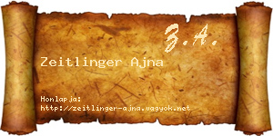 Zeitlinger Ajna névjegykártya